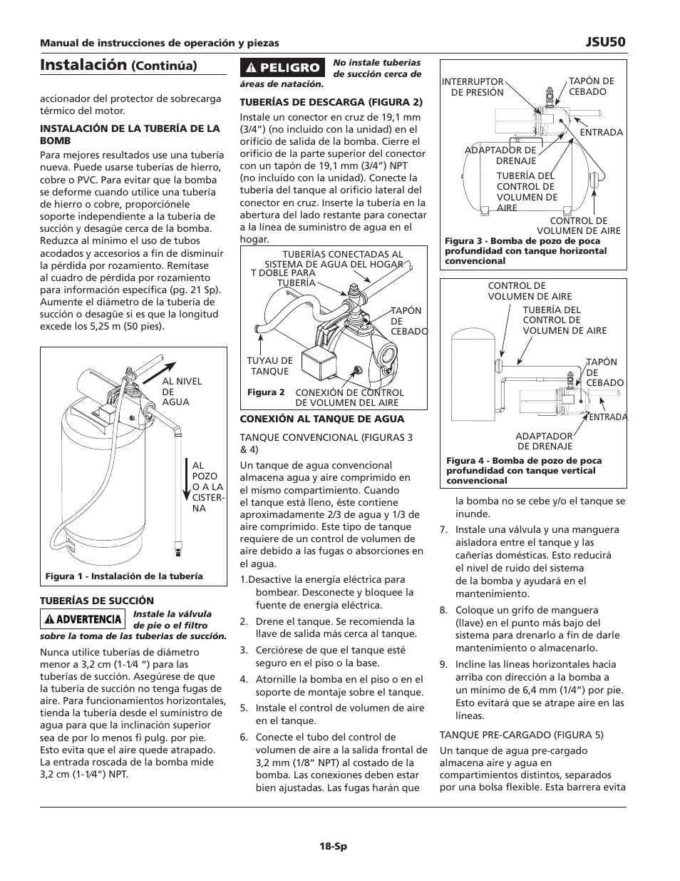 Instalación, Jsu50, Continúa) | Wayne JSU50 User Manual | Page 18 / 24