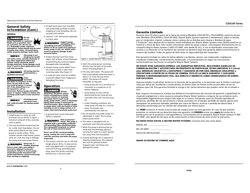 Installation | Wayne Submersible Sump Pump CDUCAP Series User Manual | Page 2 / 10