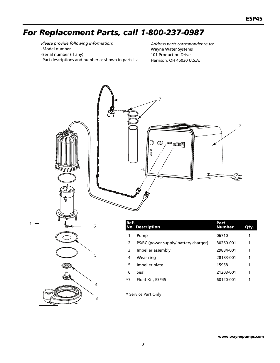 Esp45 | Wayne 353601-001 User Manual | Page 7 / 8