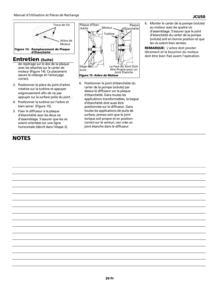 Entretien | Wayne JCU50 User Manual | Page 20 / 36