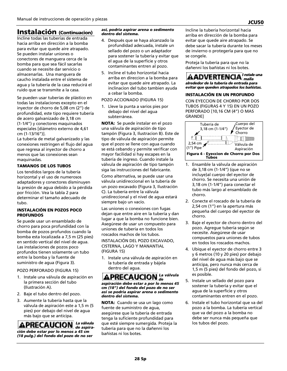 Instalación | Wayne JCU50 User Manual | Page 28 / 36