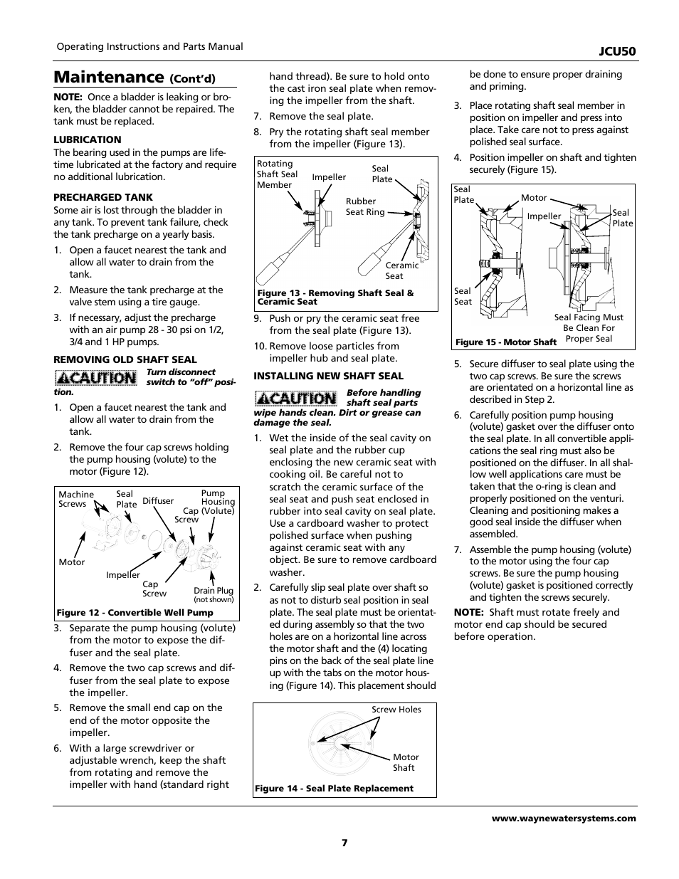 Maintenance, Jcu50 | Wayne JCU50 User Manual | Page 7 / 36