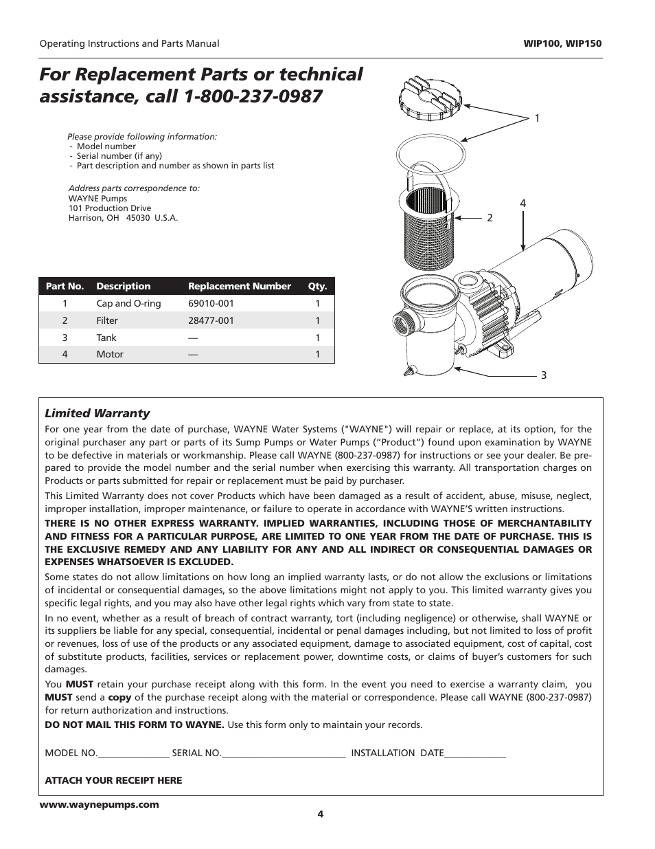 Wayne WIP100 User Manual | Page 4 / 4