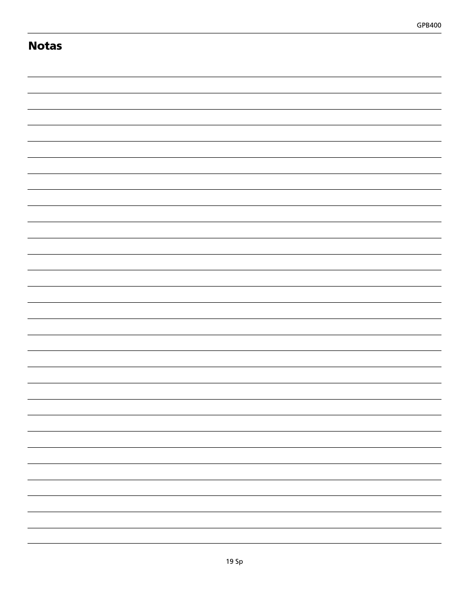 Notas | Wayne GPB400 User Manual | Page 19 / 20