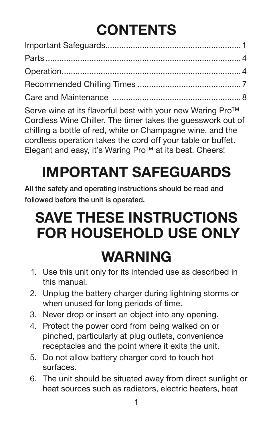 Waring PC50 User Manual | Page 2 / 10