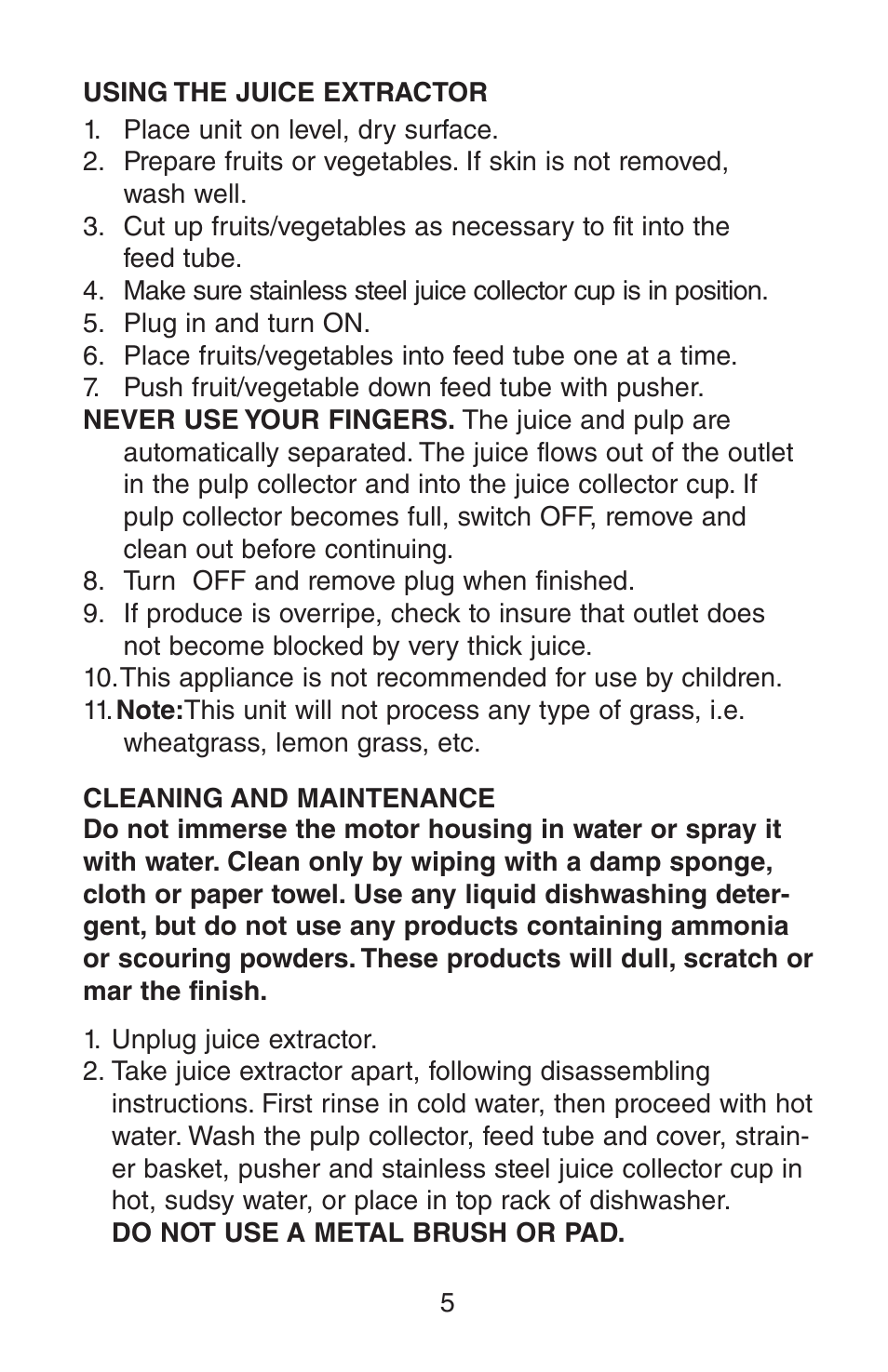 Waring Juice Exractor JEX328 User Manual | Page 6 / 12