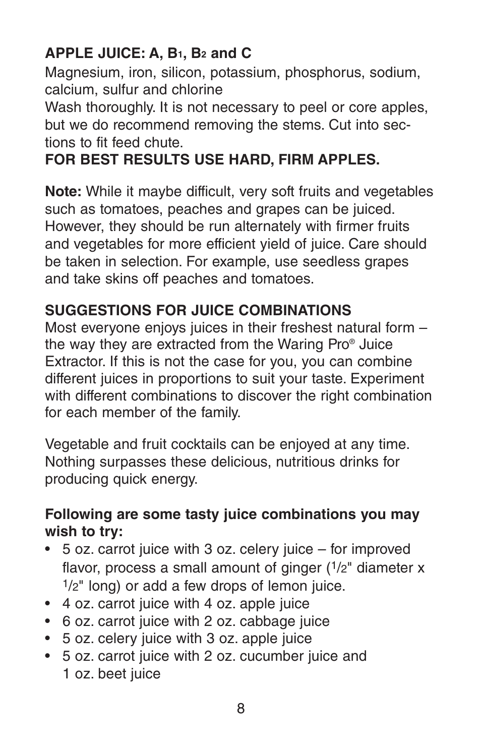 Waring Juice Exractor JEX328 User Manual | Page 9 / 12