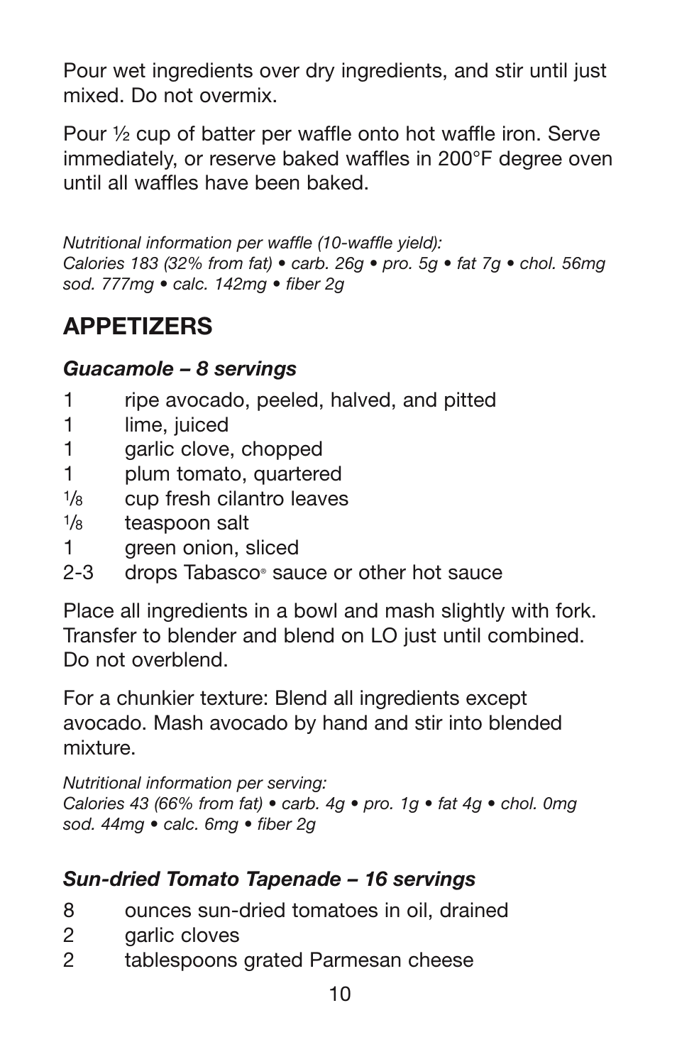 Appetizers | Waring WPB User Manual | Page 11 / 16
