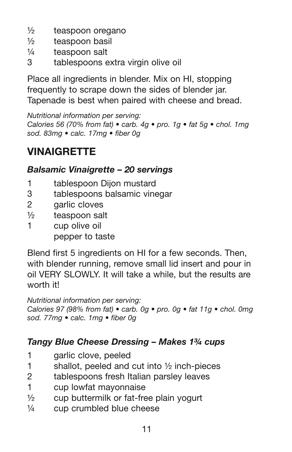 Vinaigrette | Waring WPB User Manual | Page 12 / 16