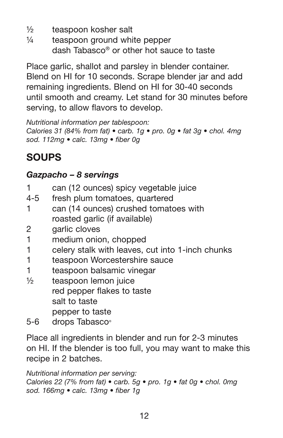 Soups | Waring WPB User Manual | Page 13 / 16
