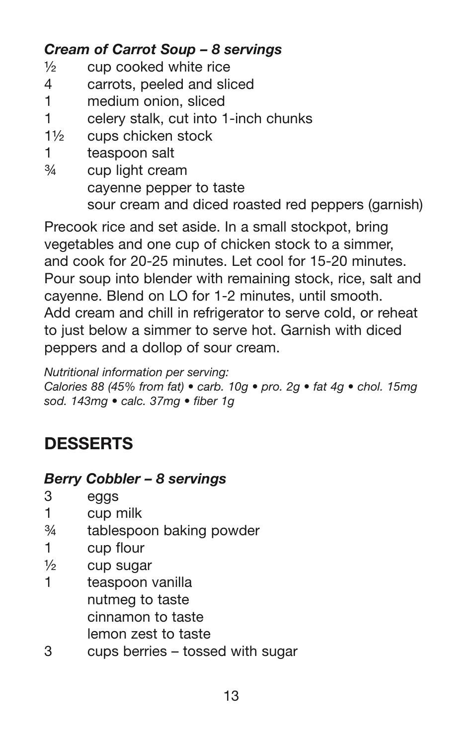 Desserts | Waring WPB User Manual | Page 14 / 16