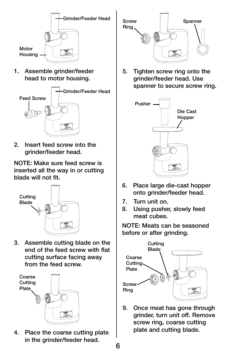 Waring Pro MG855 User Manual | Page 6 / 12