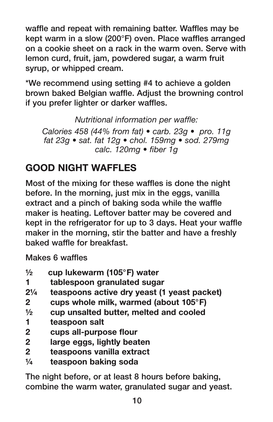 Good night waffles | Waring PROFESSIONAL BELGIAN IB8465 User Manual | Page 11 / 16