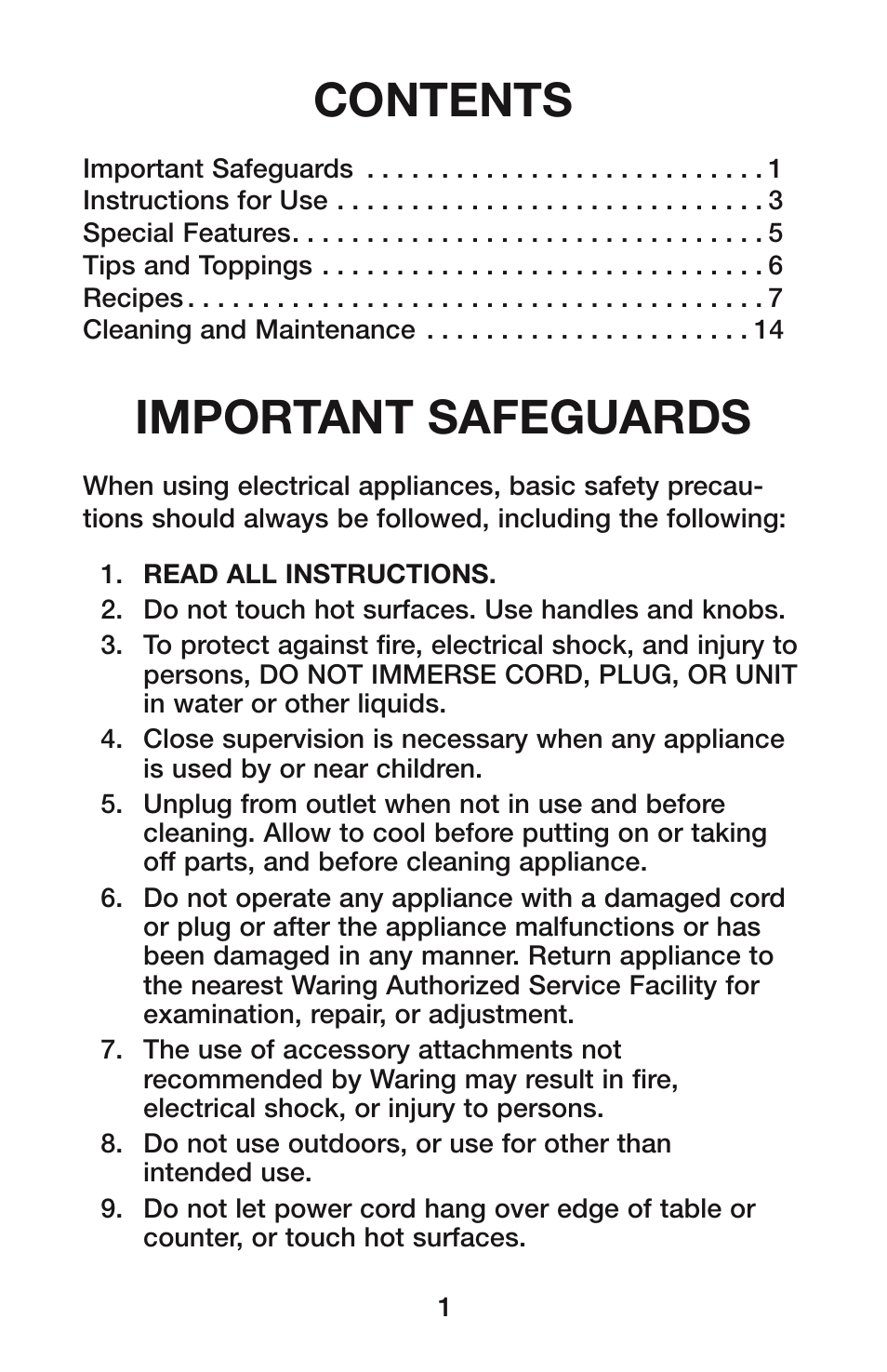 Waring PROFESSIONAL BELGIAN IB8465 User Manual | Page 2 / 16