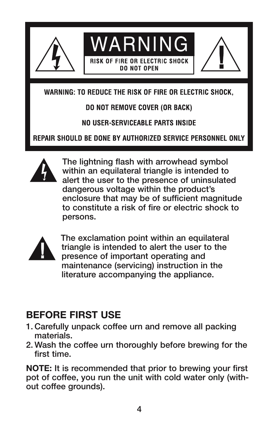 Before first use | Waring CU-55 User Manual | Page 5 / 10