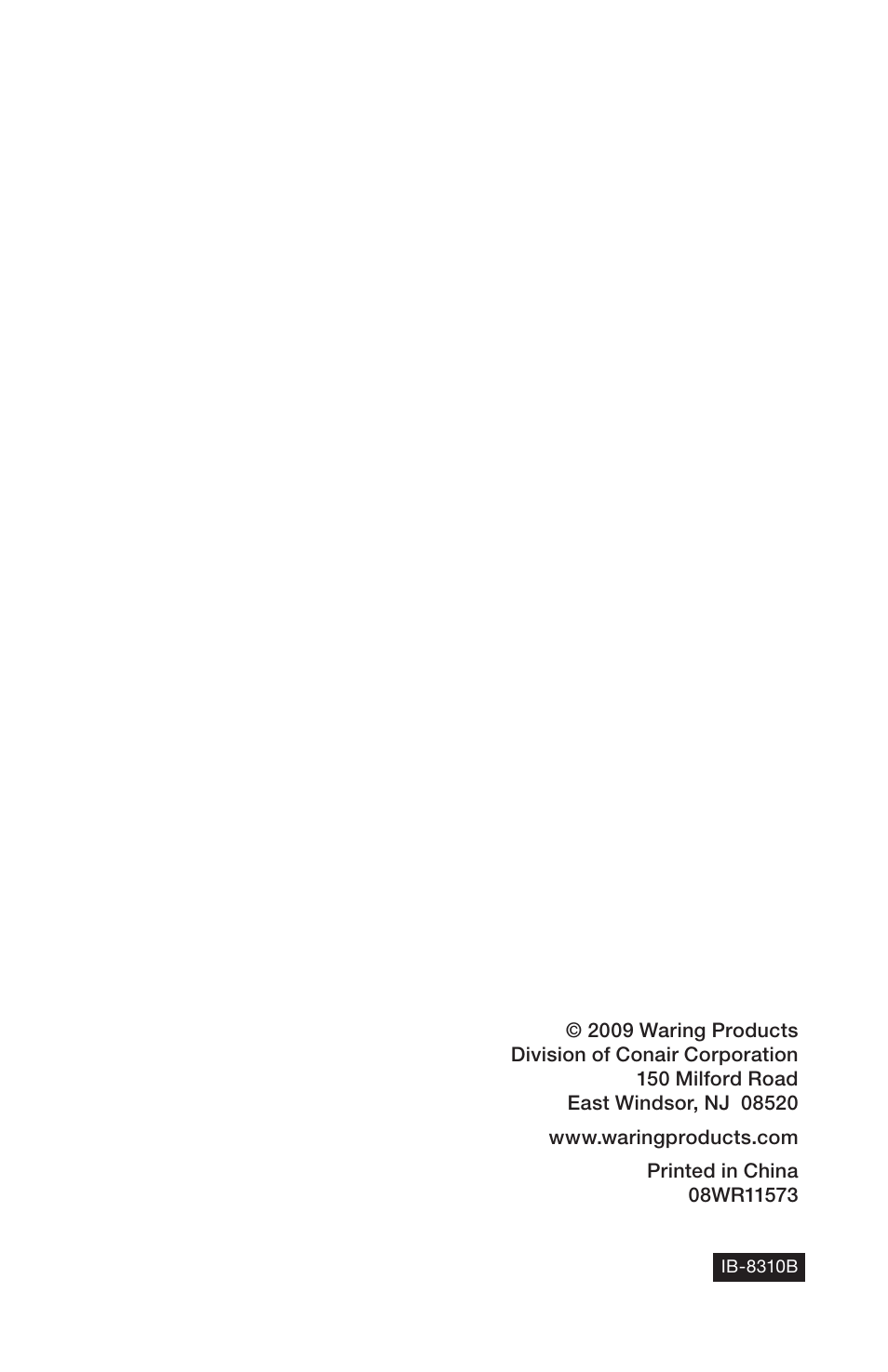 Waring BUFFET SERVER & WARMING TRAY BFS50B User Manual | Page 8 / 8