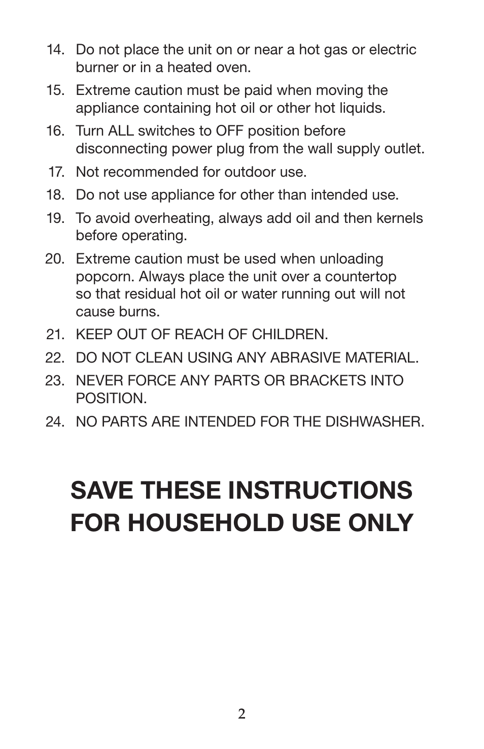 Save these instructions for household use only | Waring WPM40 User Manual | Page 3 / 8