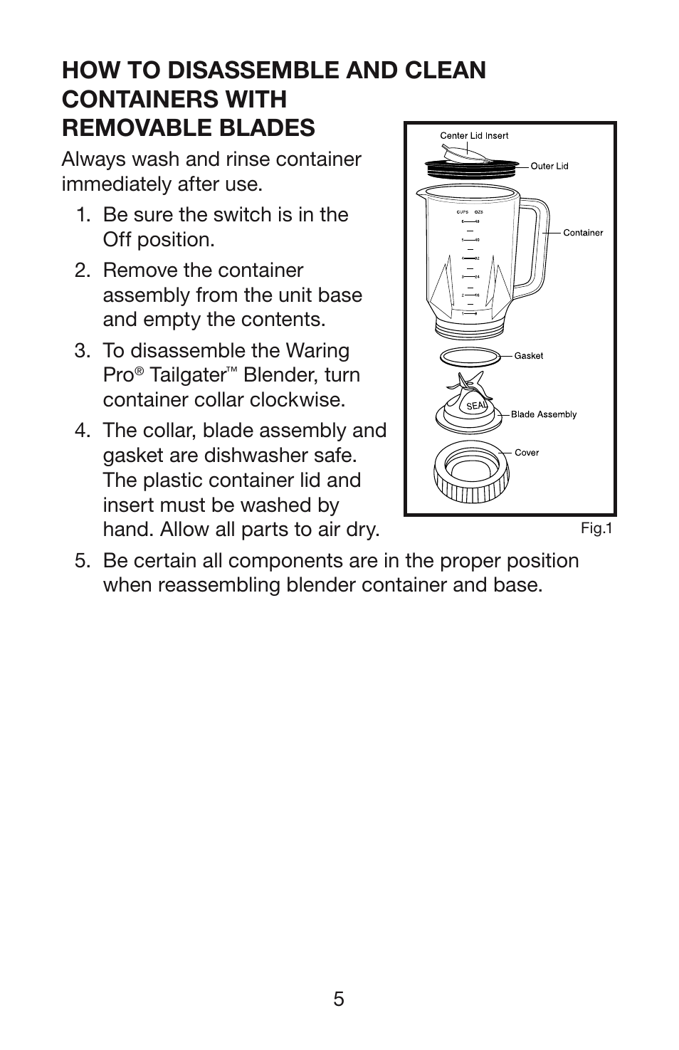 Waring TAILGATER TG15 User Manual | Page 6 / 8