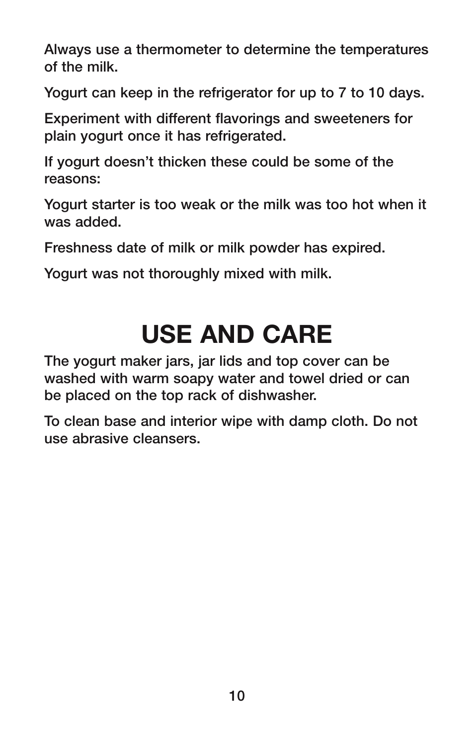 Use and care | Waring YM350 User Manual | Page 10 / 20
