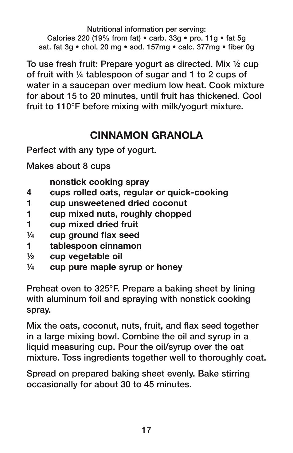 Cinnamon granola | Waring YM350 User Manual | Page 17 / 20