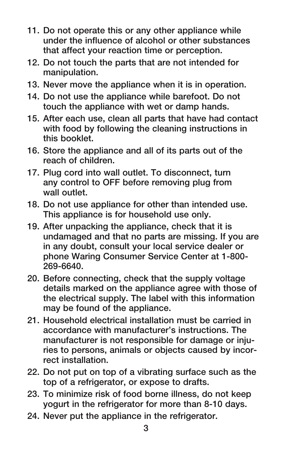 Waring YM350 User Manual | Page 3 / 20