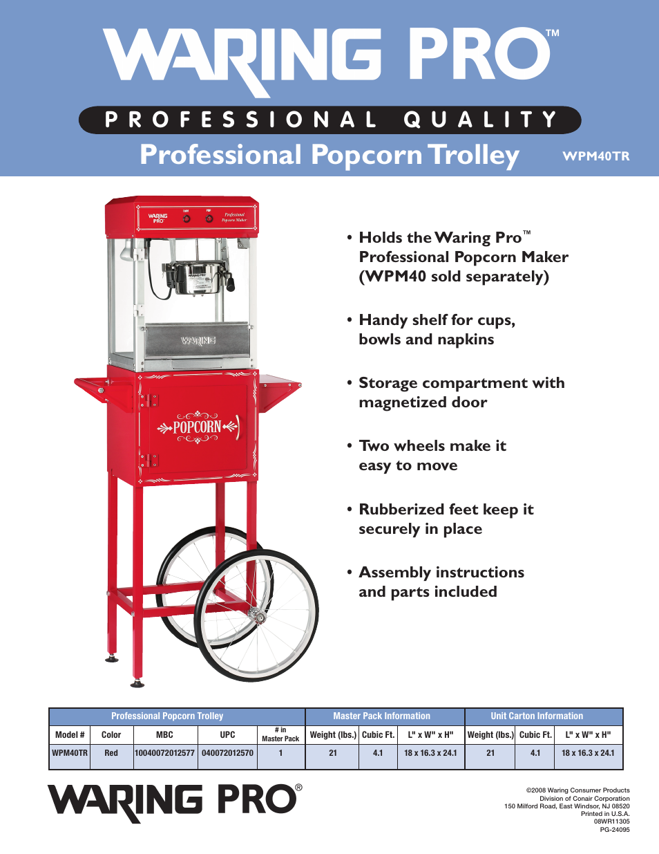 Waring WPM40TR User Manual | 1 page