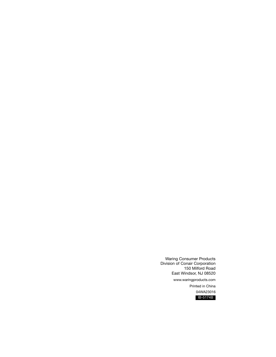 Waring WCT800R User Manual | Page 7 / 7