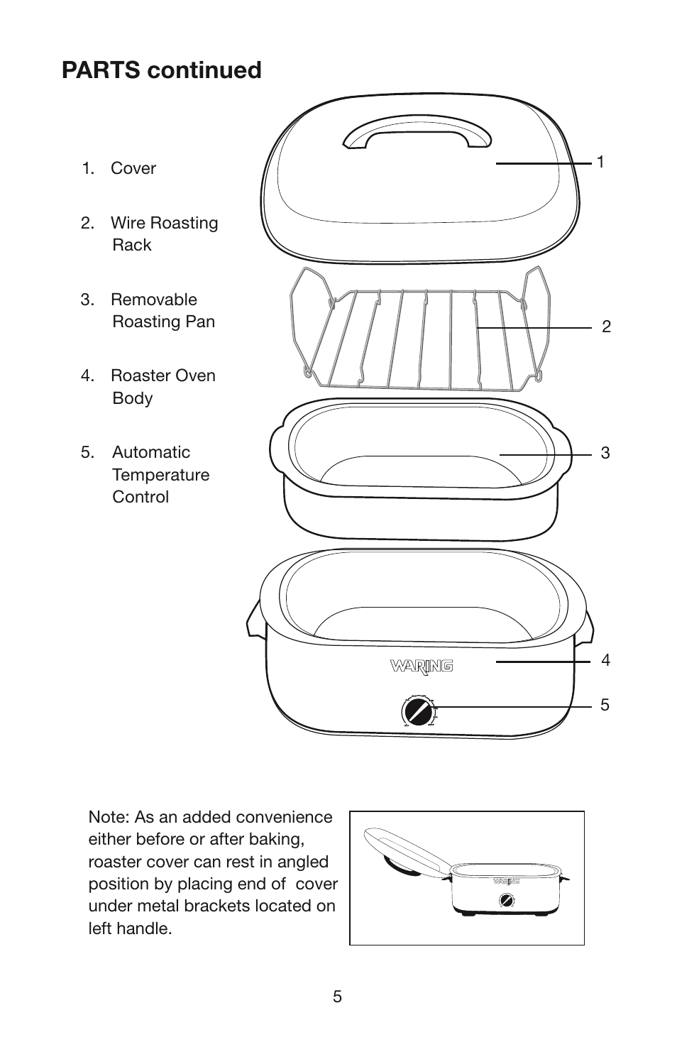 Parts continued | Waring RO18B User Manual | Page 6 / 20