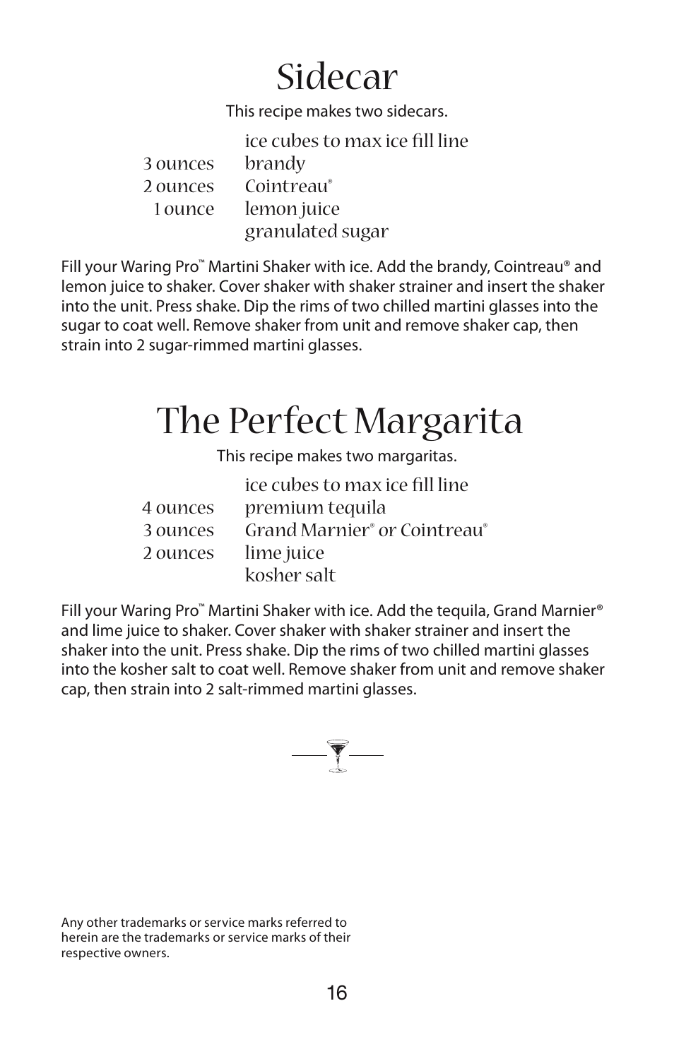 Sidecar, The perfect margarita | Waring WM007 User Manual | Page 17 / 18