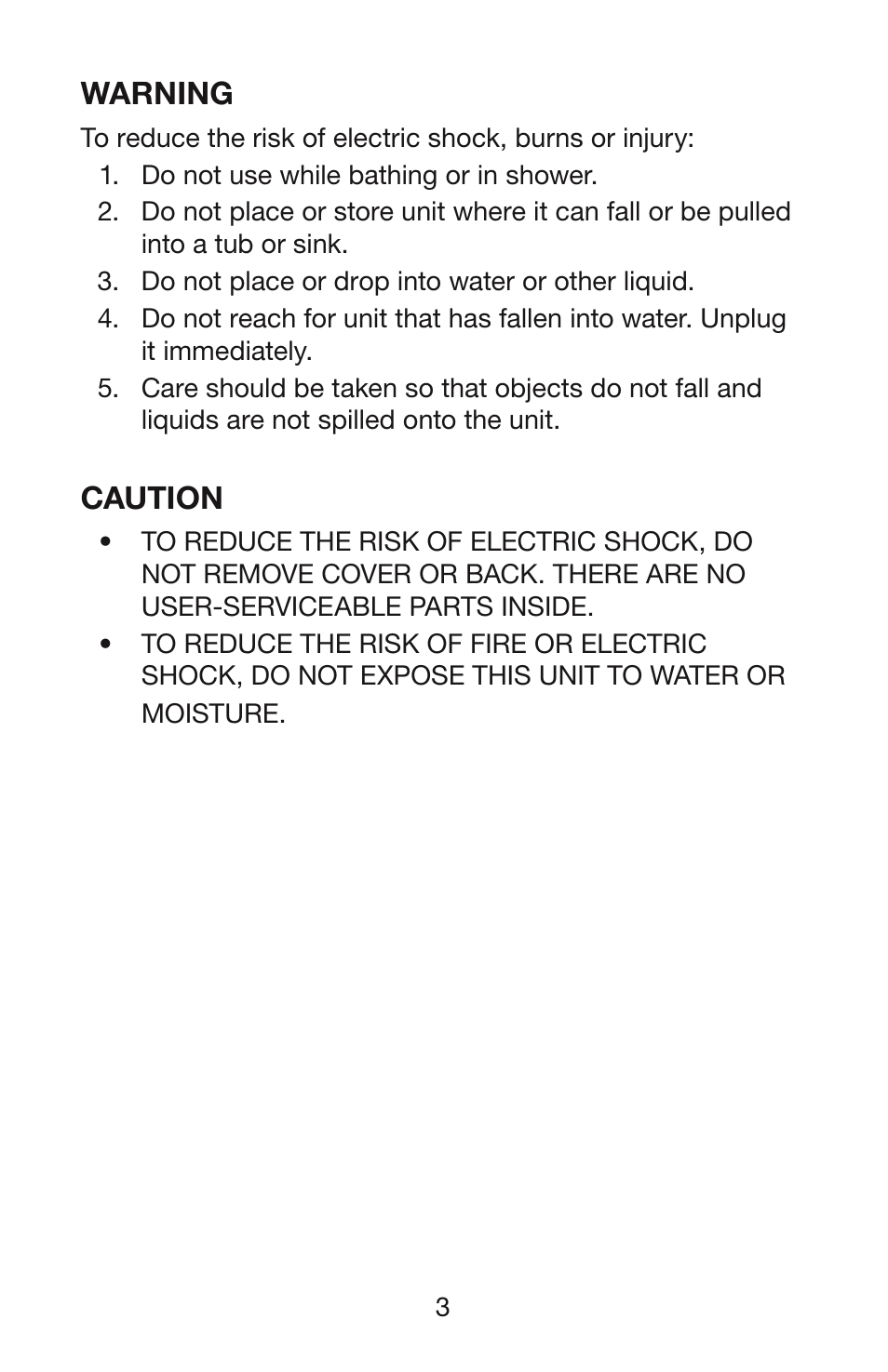 Warning, Caution | Waring WM007 User Manual | Page 4 / 18