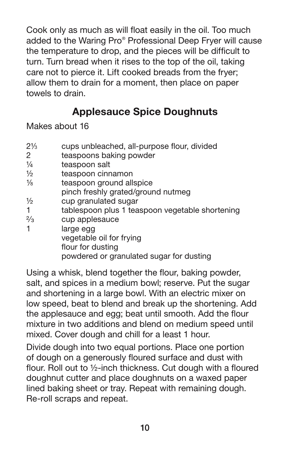 Applesauce spice doughnuts | Waring DF55 User Manual | Page 11 / 20