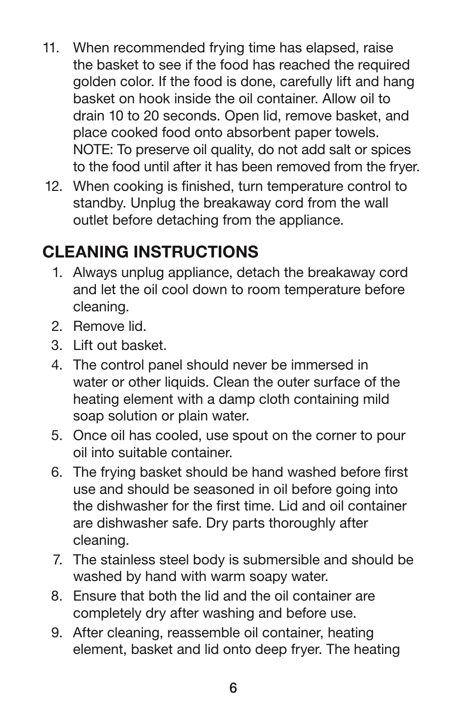 Cleaning instructions | Waring DF55 User Manual | Page 7 / 20
