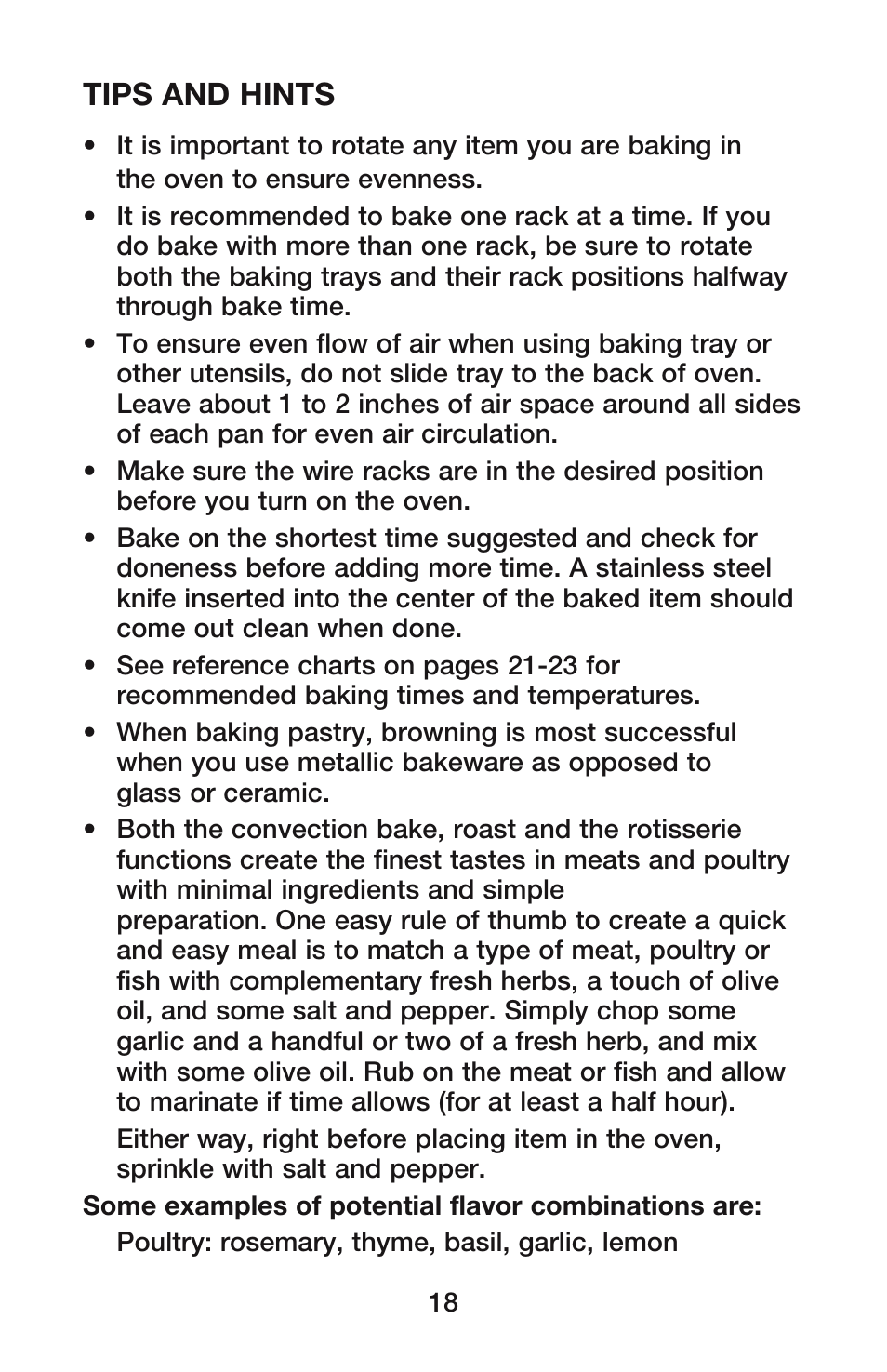 Tips and hints | Waring CO900B User Manual | Page 18 / 55
