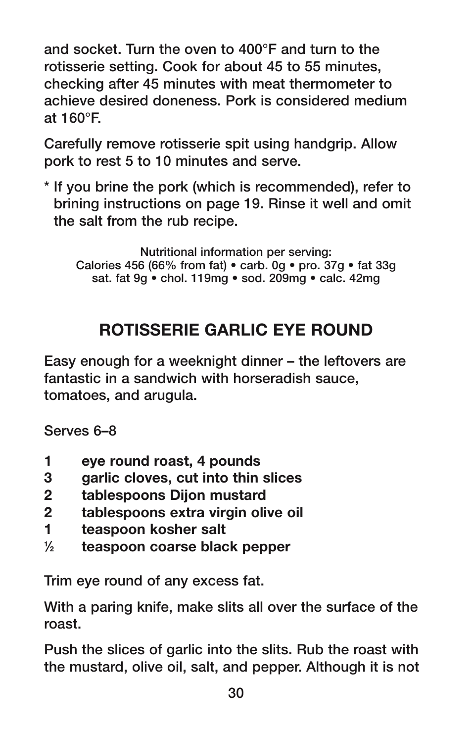 Rotisserie garlic eye round | Waring CO900B User Manual | Page 30 / 55