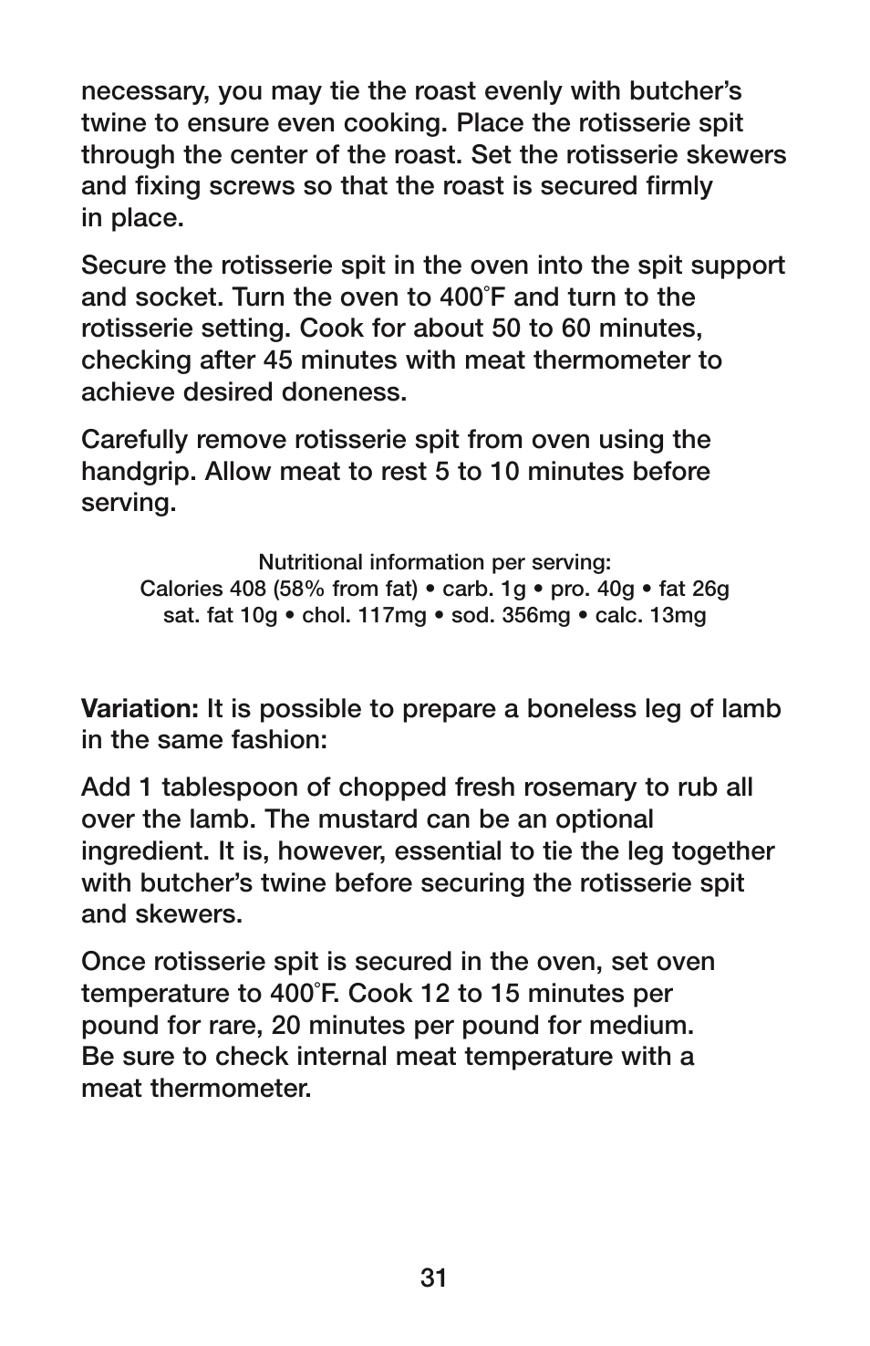 Waring CO900B User Manual | Page 31 / 55