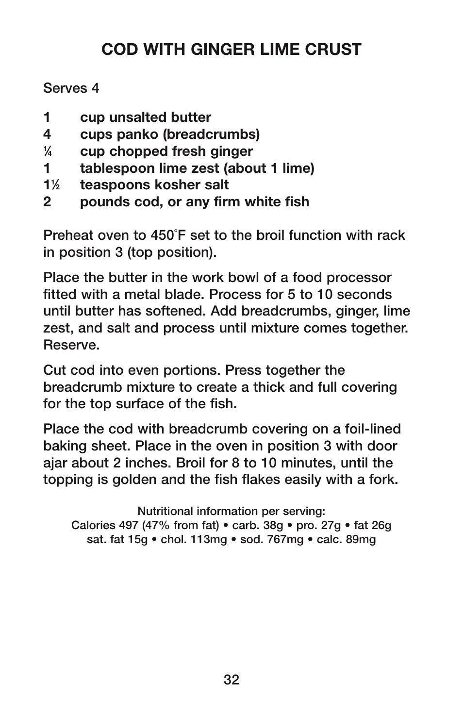 Cod with ginger lime crust | Waring CO900B User Manual | Page 32 / 55