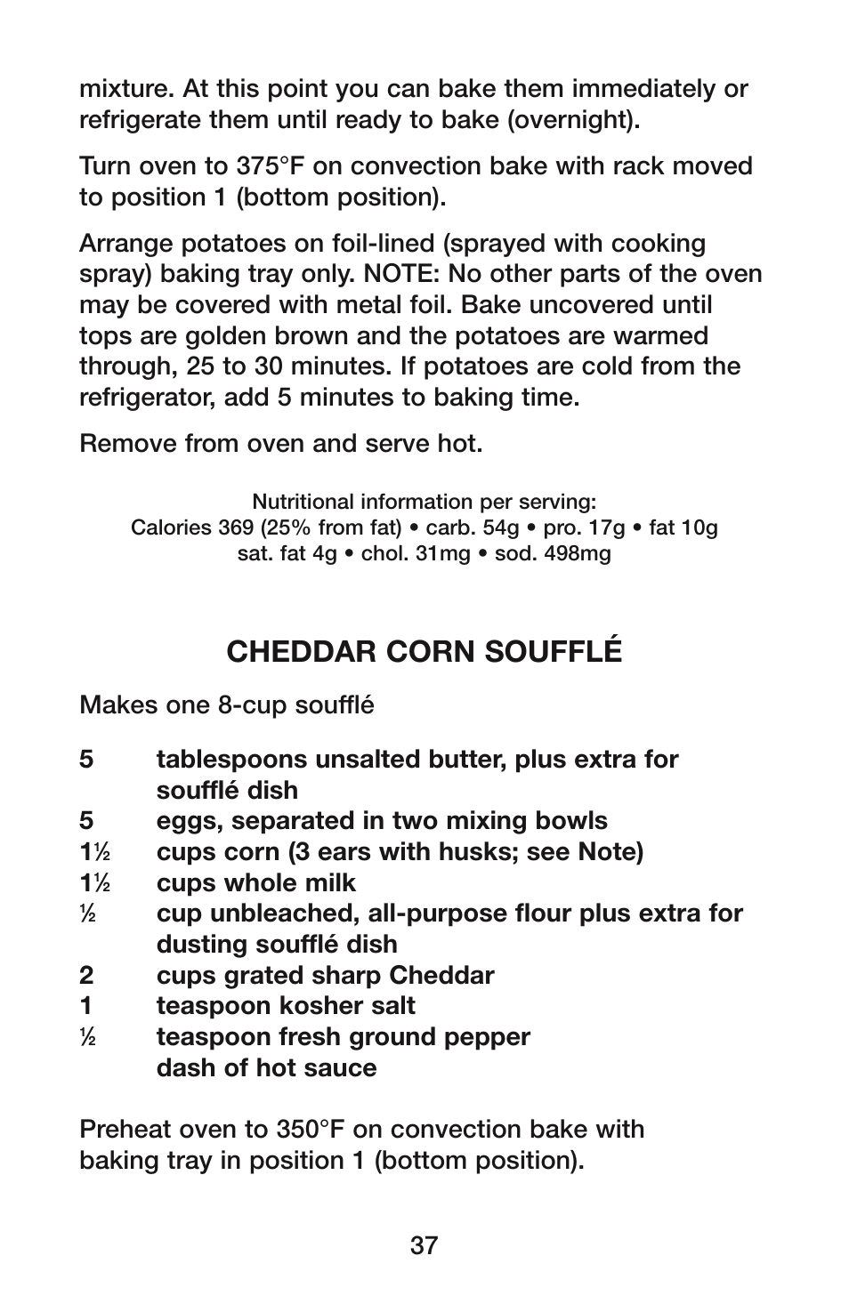 Cheddar corn soufflé | Waring CO900B User Manual | Page 37 / 55