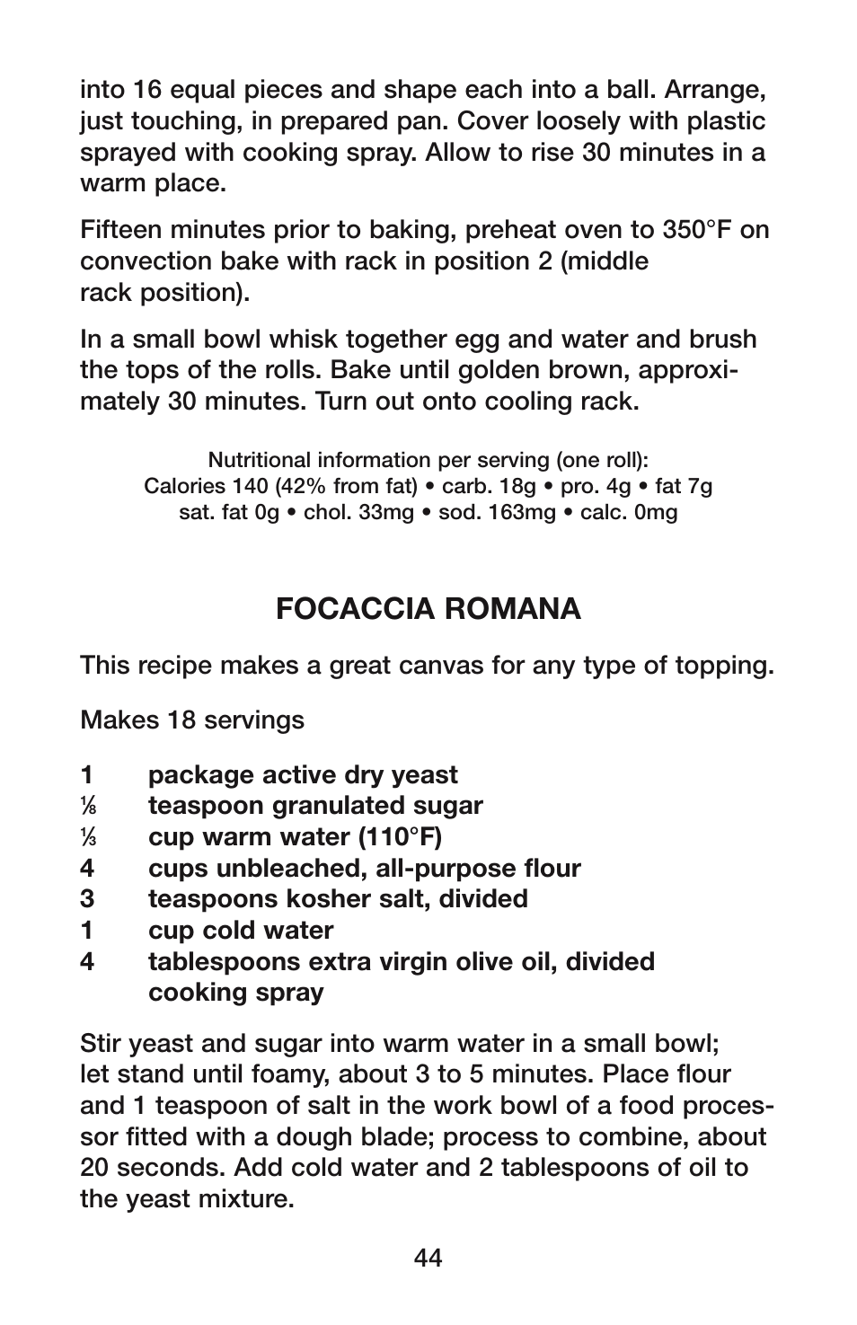 Focaccia romana | Waring CO900B User Manual | Page 44 / 55