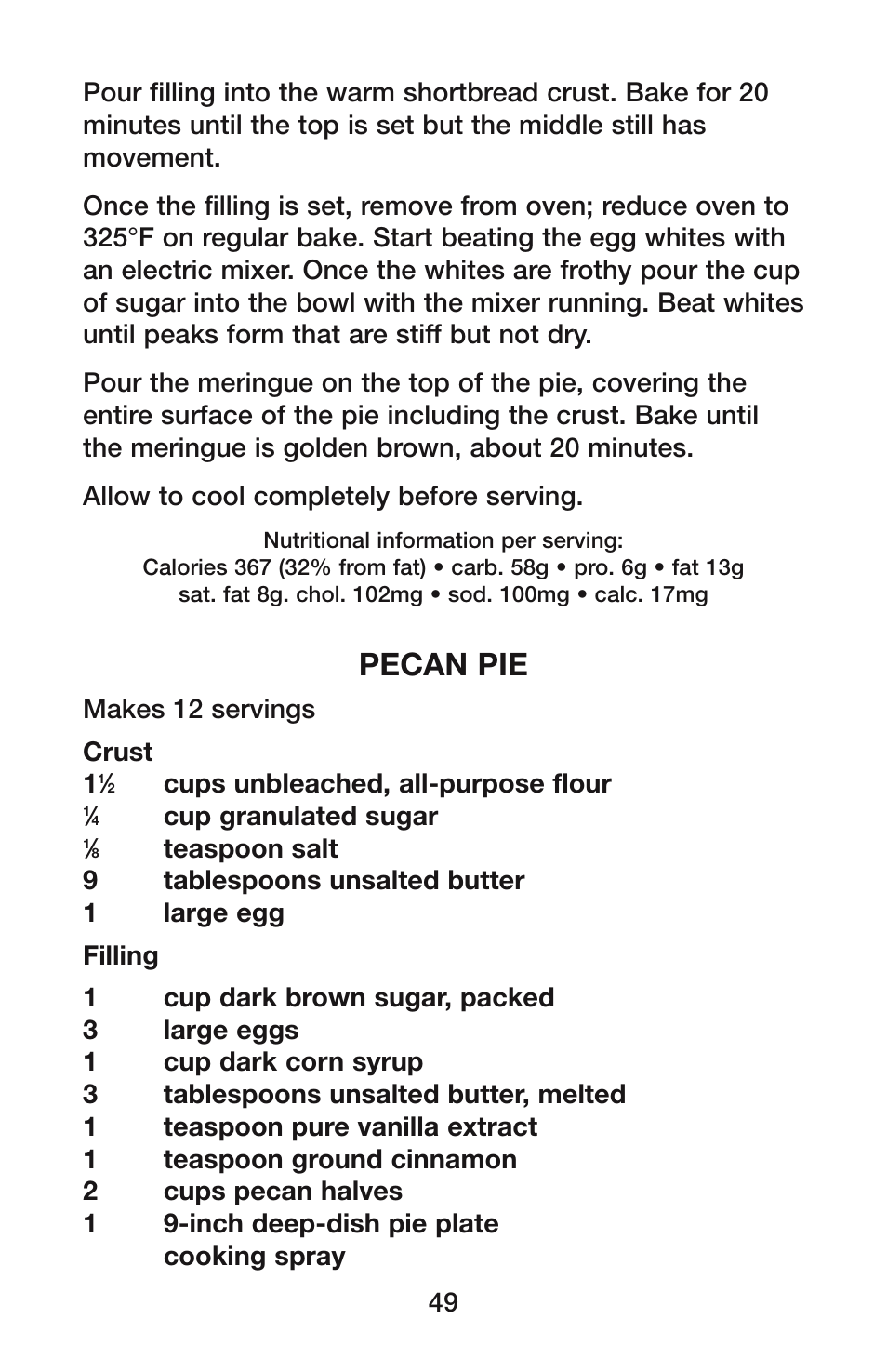 Pecan pie | Waring CO900B User Manual | Page 49 / 55