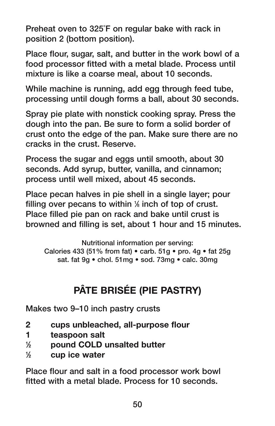 Pâte brisée (pie pastry) | Waring CO900B User Manual | Page 50 / 55