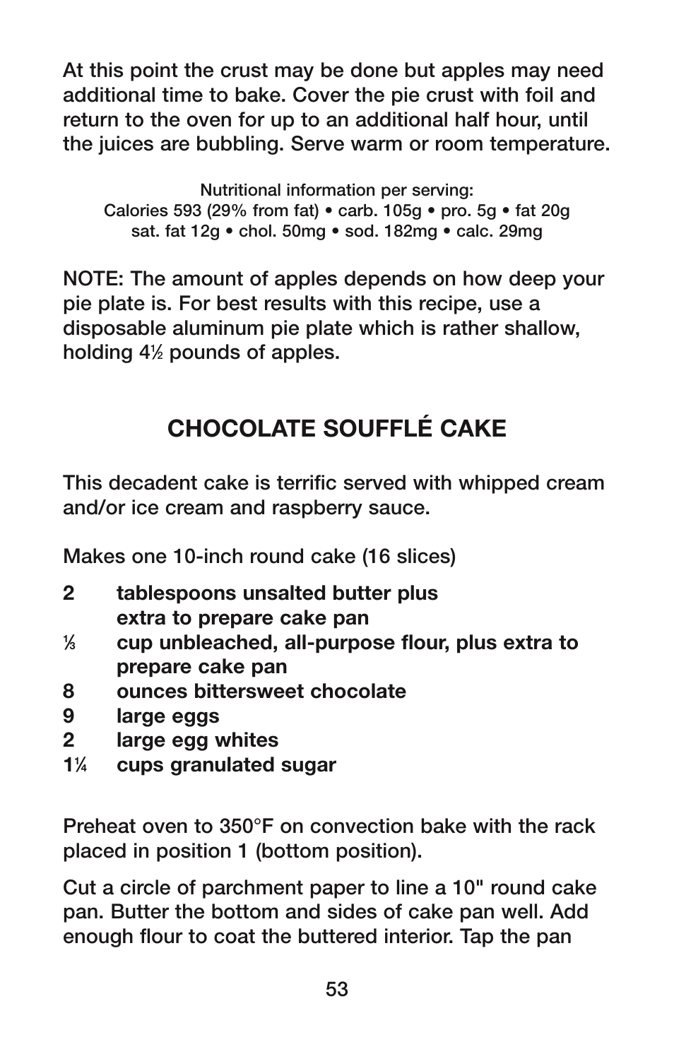 Chocolate soufflé cake | Waring CO900B User Manual | Page 53 / 55