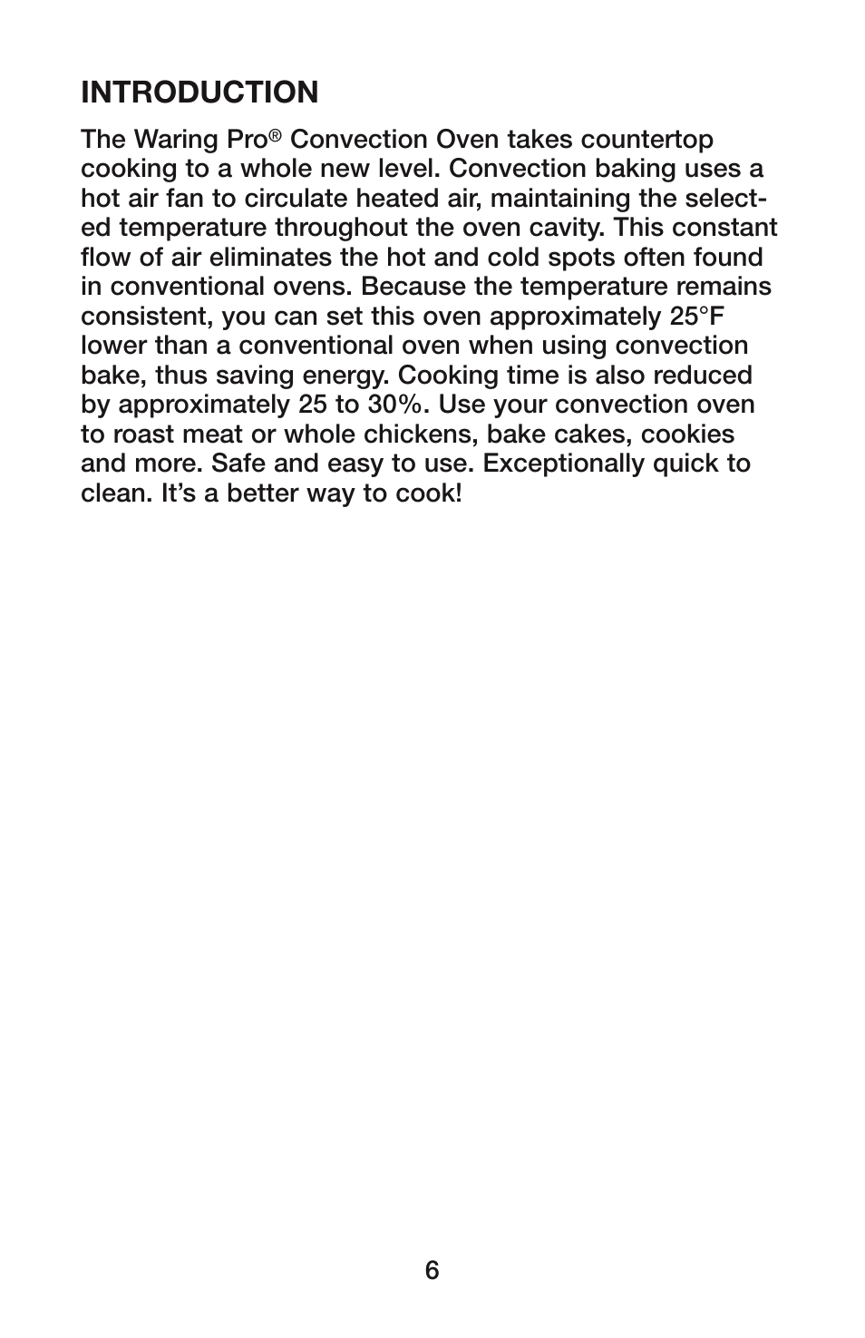 Introduction | Waring CO900B User Manual | Page 6 / 55