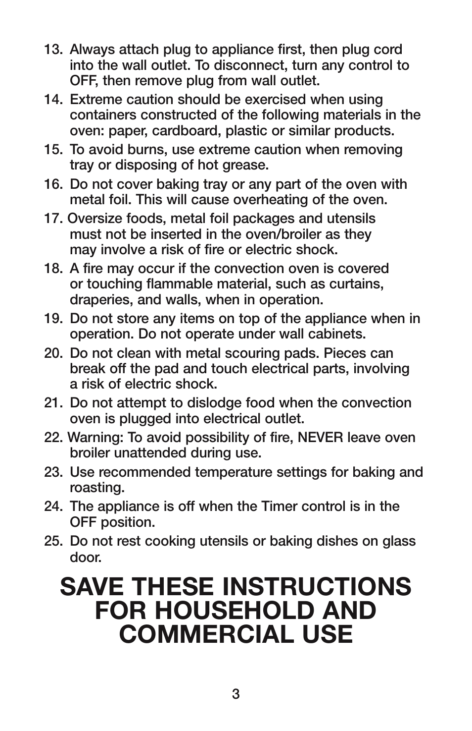 Waring CO1500B User Manual | Page 3 / 55