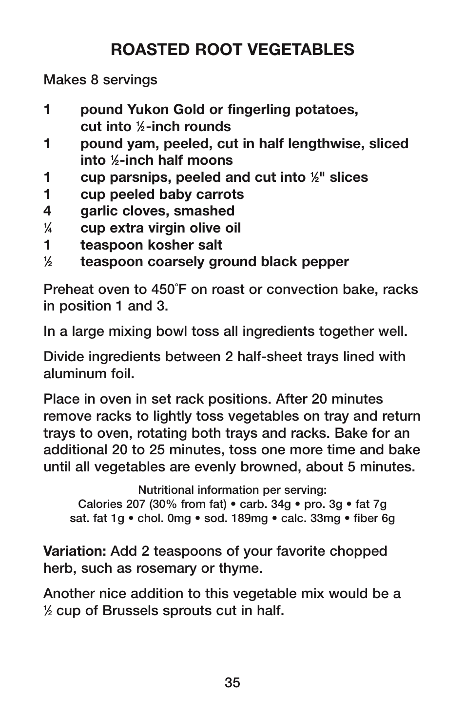 Roasted root vegetables | Waring CO1500B User Manual | Page 35 / 55