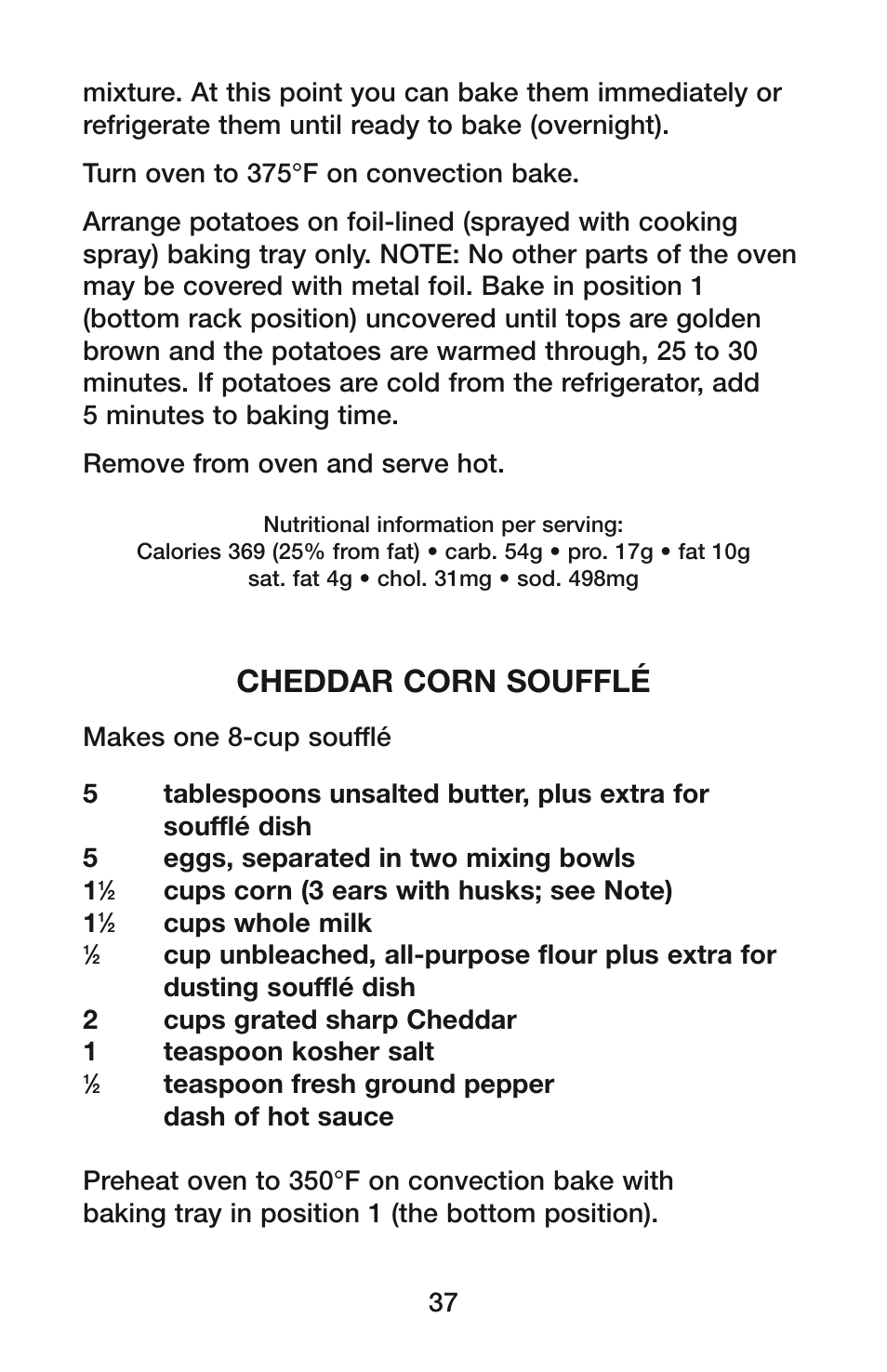 Cheddar corn soufflé | Waring CO1500B User Manual | Page 37 / 55