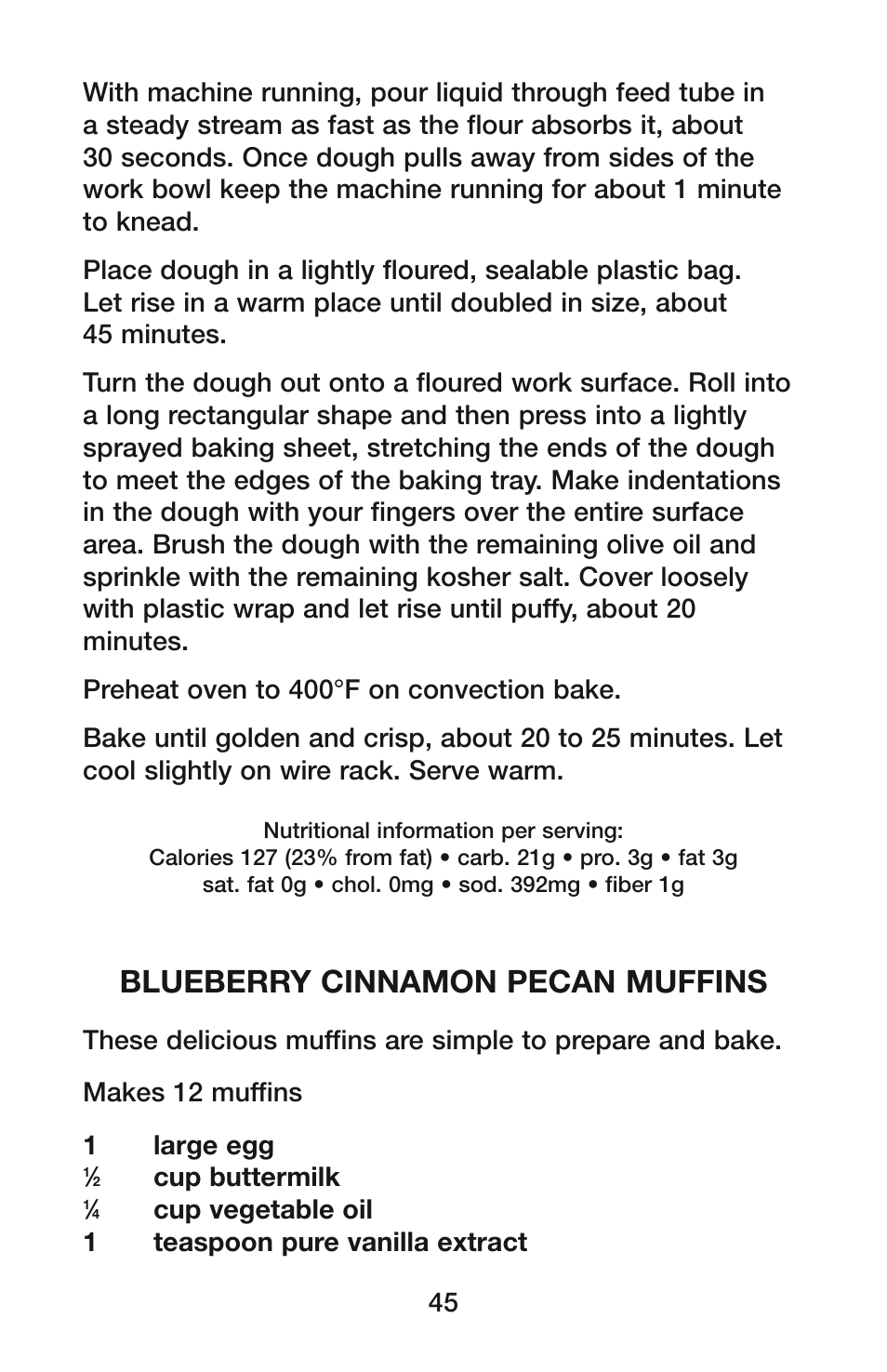 Blueberry cinnamon pecan muffins | Waring CO1500B User Manual | Page 45 / 55