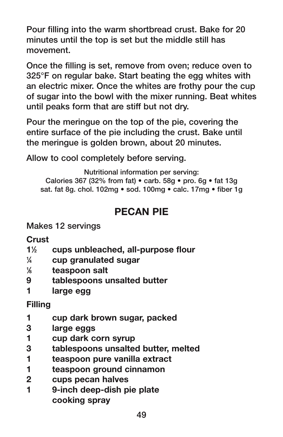 Pecan pie | Waring CO1500B User Manual | Page 49 / 55