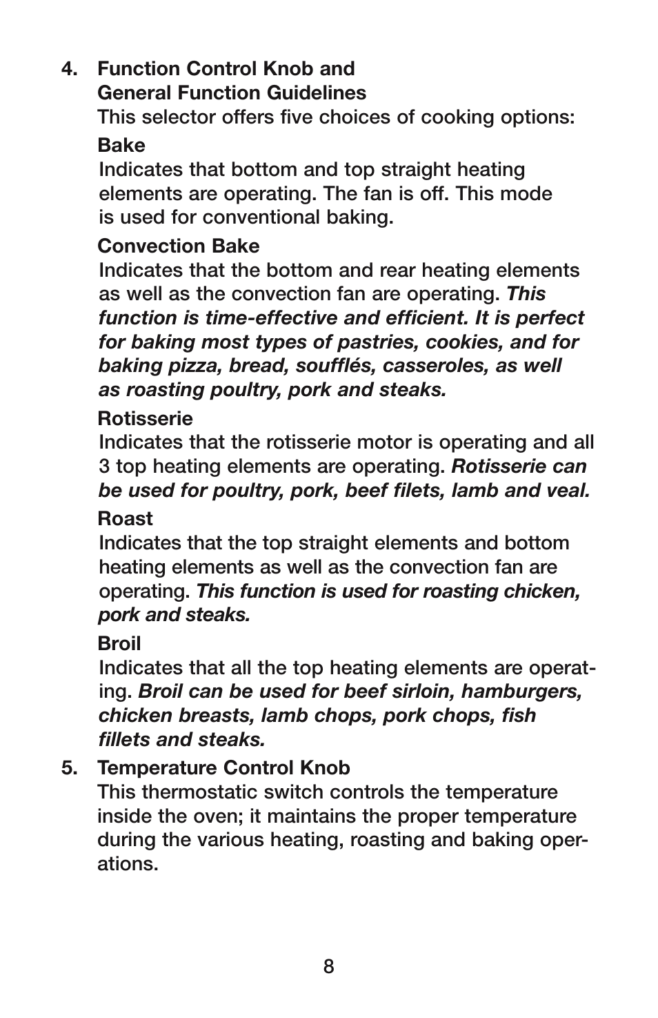 Waring CO1500B User Manual | Page 8 / 55