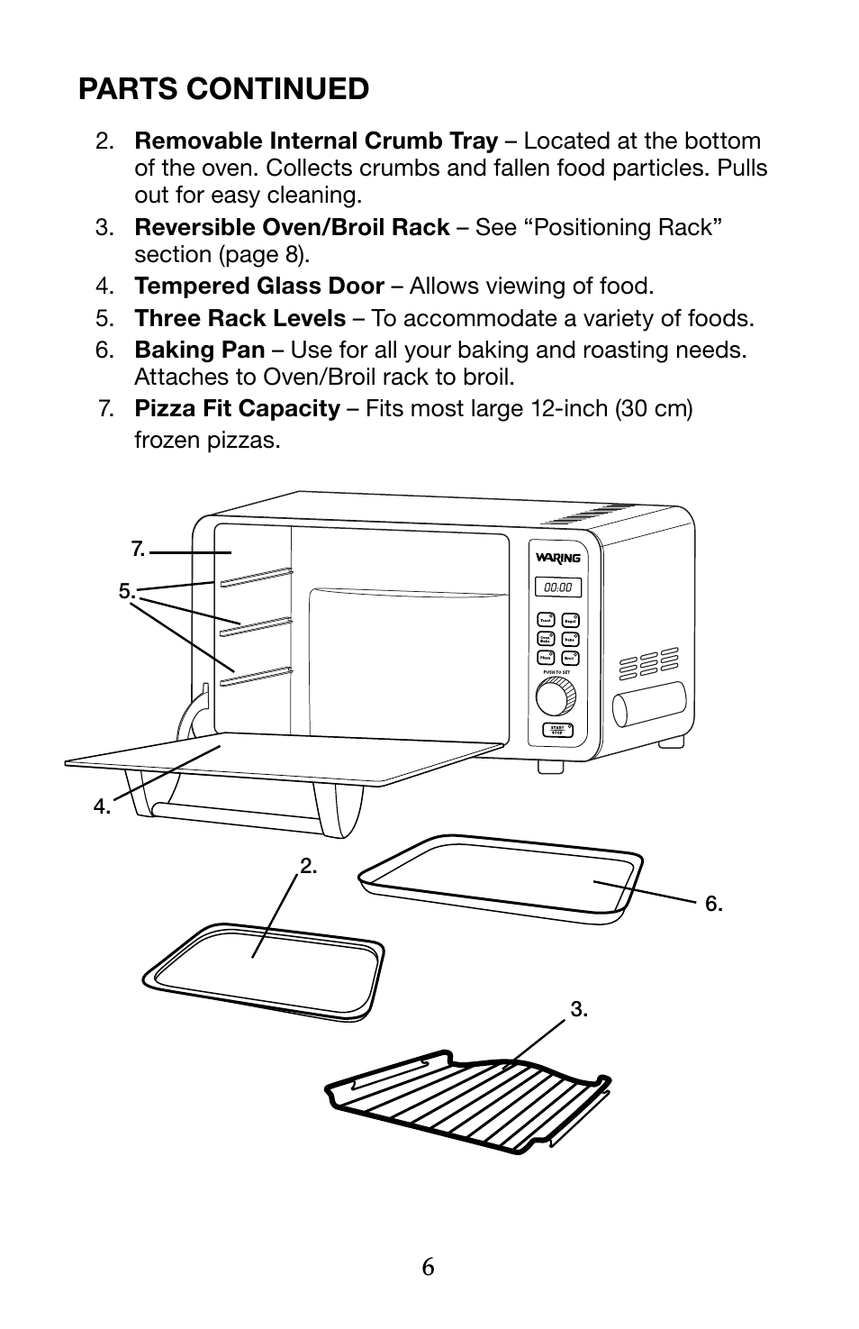 Parts continued | Waring Pro TCO650 User Manual | Page 6 / 12