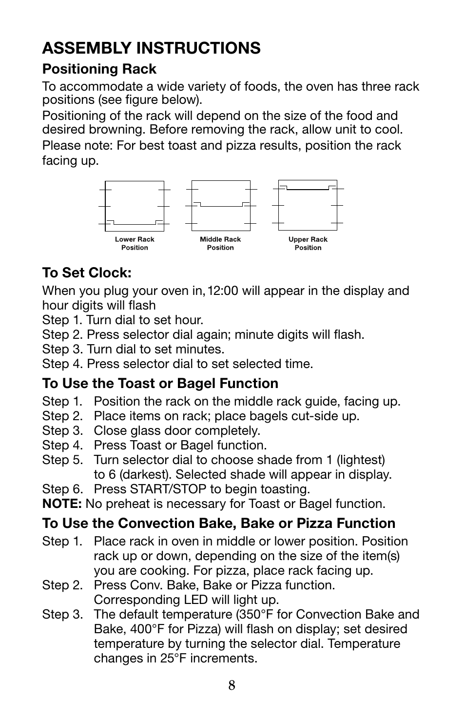 Assembly instructions | Waring Pro TCO650 User Manual | Page 8 / 12